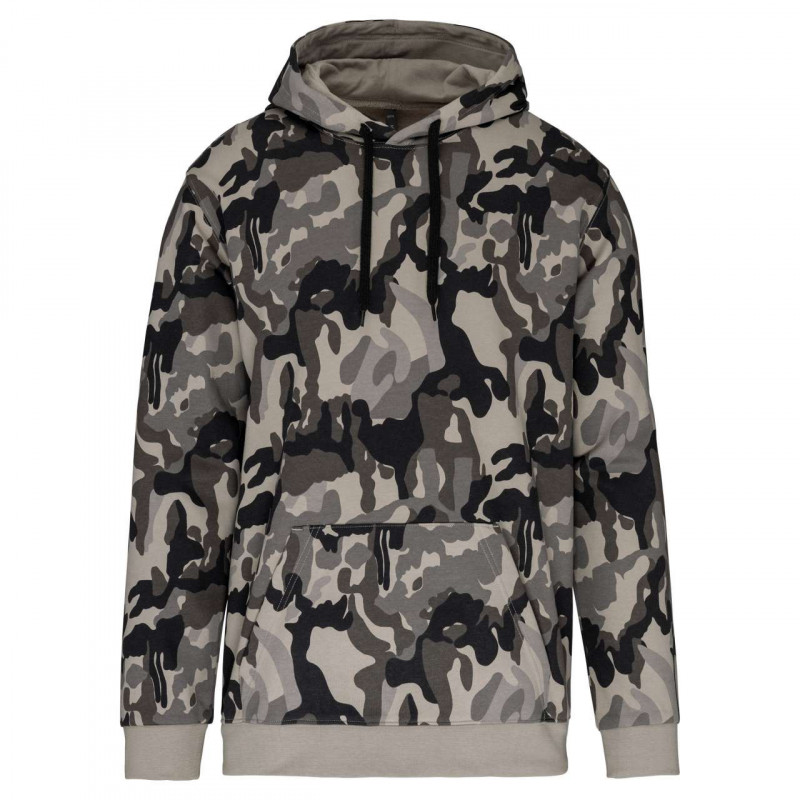 Mikina - Camouflage s kapucou Grey Mikiny, Poľovník / rybár, Tričká bez potlače, Bez potlače